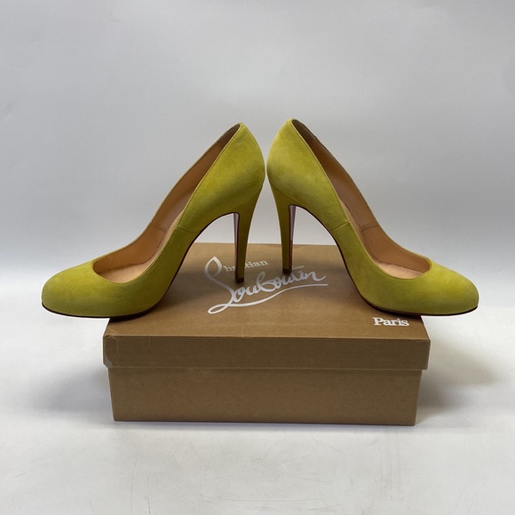 Christian Louboutin Ron Ron Suede lime green / Anis round toe high heeled pumps - Picture 8 of 16
